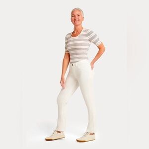 Betabrand Straight-Leg 4-Pocket Yoga Denim, White, Size M